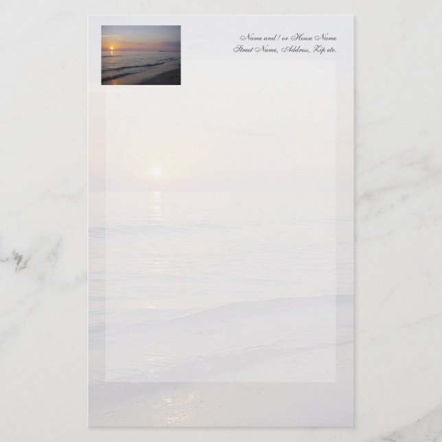 Sunset Beach Waves, Serene and Peaceful Coast Stationery (Front)