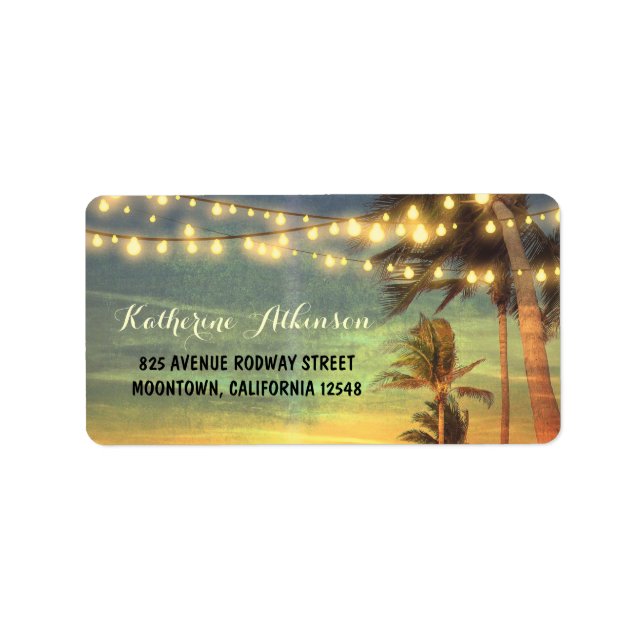 sunset beach wedding address labels (Front)