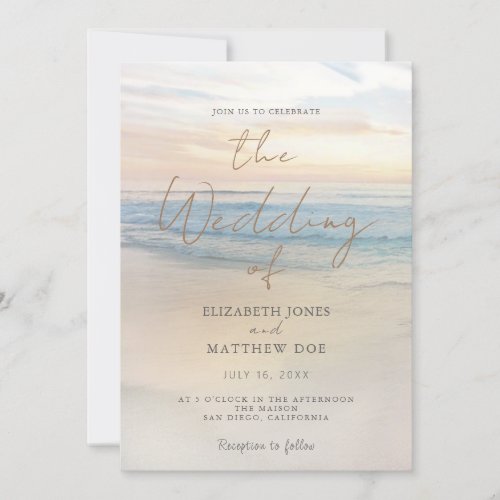 Sunset Beach Wedding Beachfront Wedding Invitation