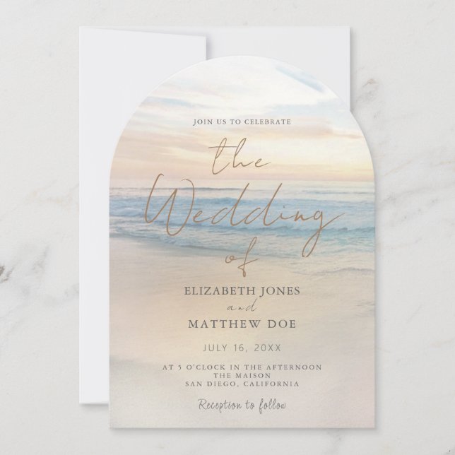 Sunset Beach Wedding Beachfront Wedding Invitation (Front)