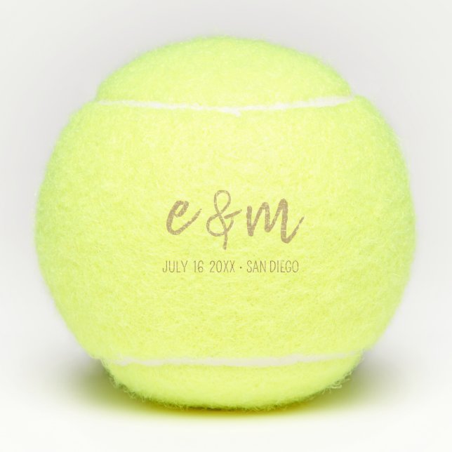 Sunset Beach Wedding Favor | Oceanside Wedding  Tennis Balls (Front)