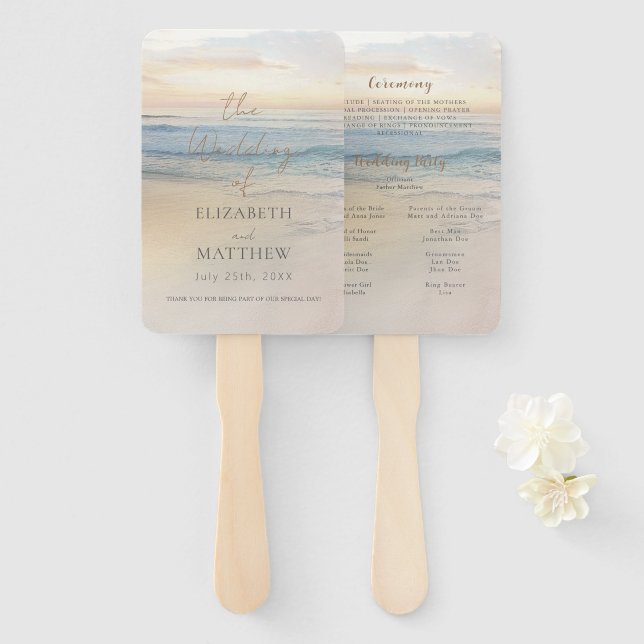 Sunset Beach Wedding  Hand Fan (Front and Back)