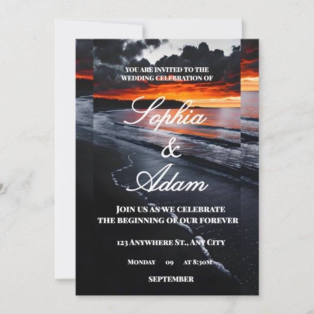 Sunset Beach Wedding Invitation (Front)