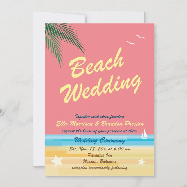 Sunset Beach Wedding Invitation (Front)
