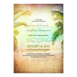 Sunset beach wedding invitations