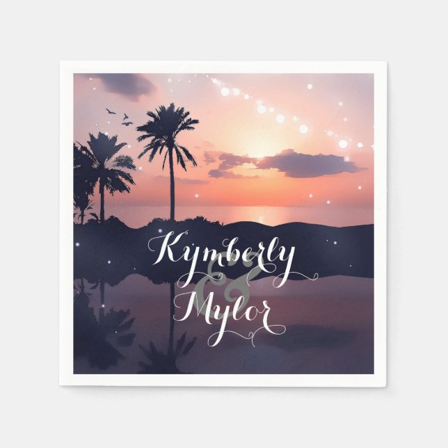 Sunset Beach Wedding Napkins (Front)
