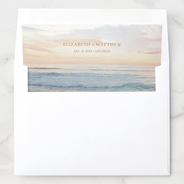 Sunset Beach Wedding | Oceanside Wedding Envelope Liner (In Envelope)