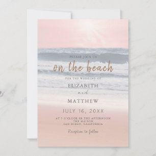 Sunset Beach Wedding   Oceanside Wedding Invitation