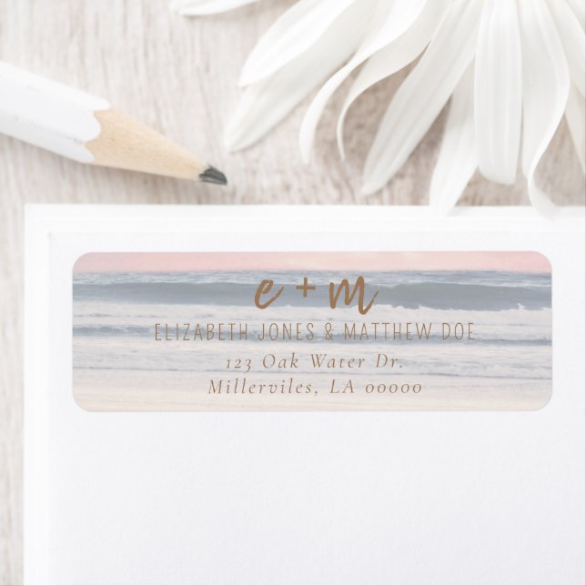 Sunset Beach Wedding | Oceanside Wedding Label (Insitu)
