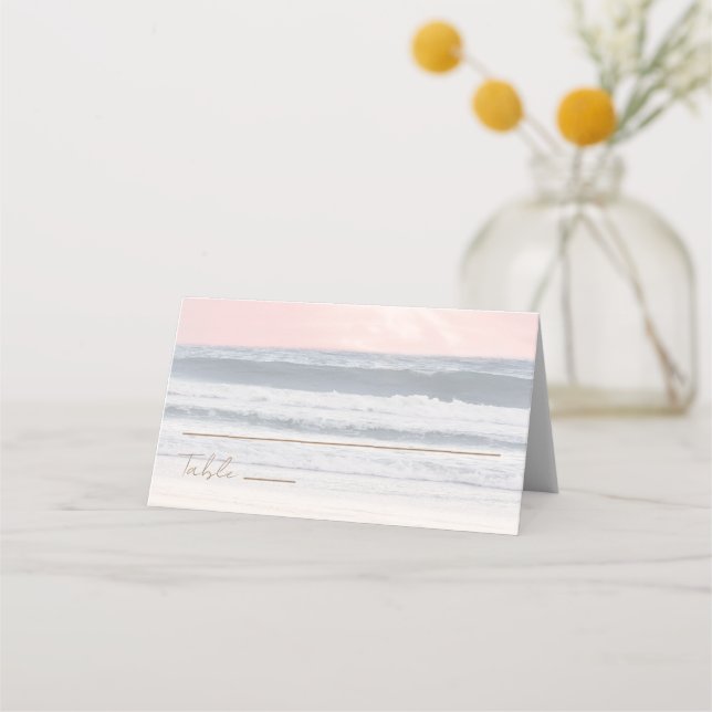 Sunset Beach Wedding | Oceanside Wedding Place Card (Front)