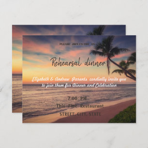 Sunset Beach Wedding, Palms Rehearsal Dinner Invitation