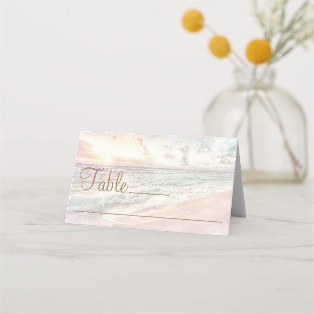 Sunset Beach Wedding Place Card (Front)