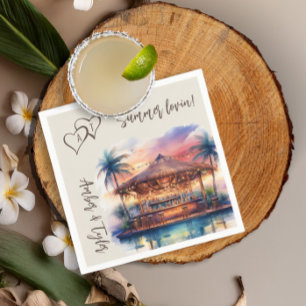 Sunset Beach Wedding Pool Bar Cocktail Napkins