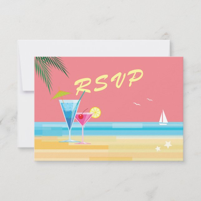 Sunset Beach Wedding RSVP (Front)