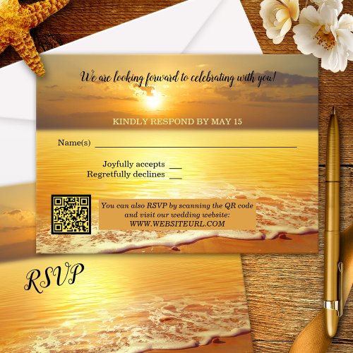Sunset Beach Wedding RSVP Card