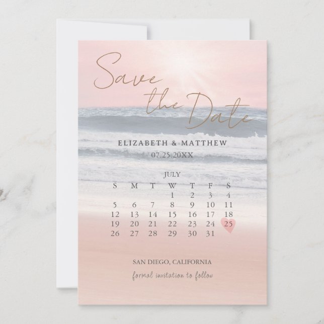 Sunset Beach Wedding Save The Date (Front)