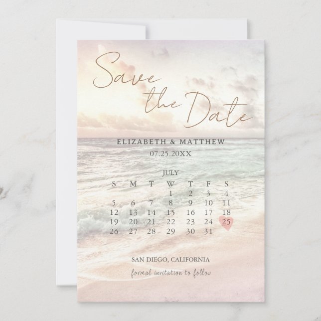 Sunset Beach Wedding Save The Date (Front)