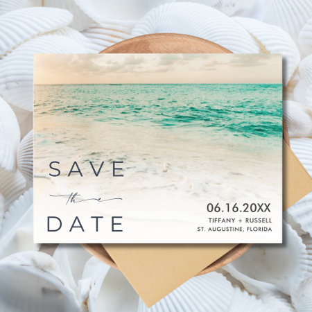 Sunset Beach Wedding Save The Date Postcard
