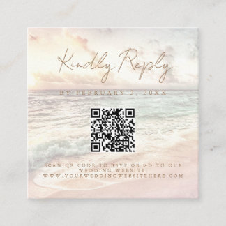 Sunset Beach Wedding Scan Code RSVP Enclosure Card