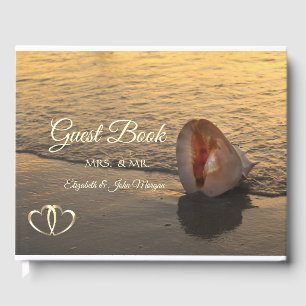 Sunset Beach Wedding,Seashell Guest Book