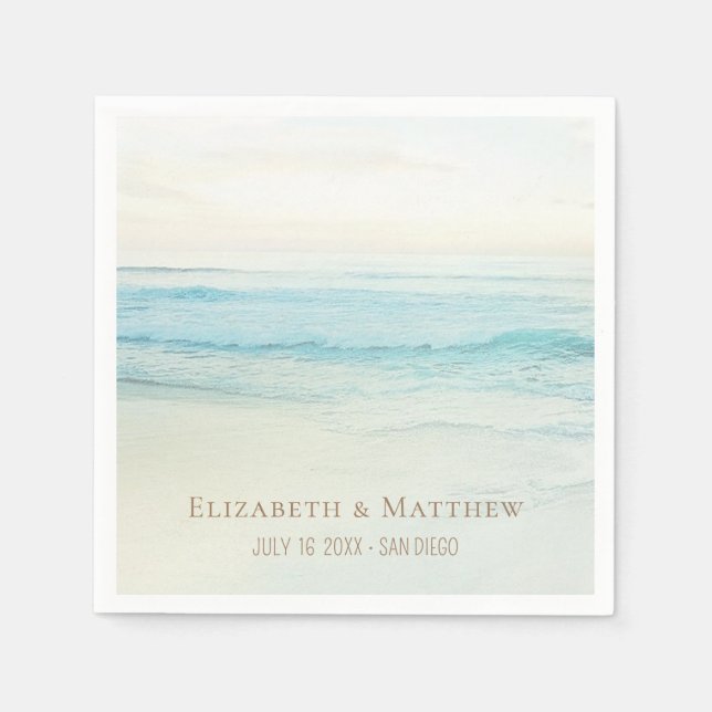 Sunset Beach Wedding | Seaside Wedding Napkins (Front)