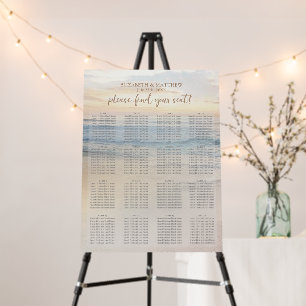Sunset Beach Wedding Seating Chart Foam Board
