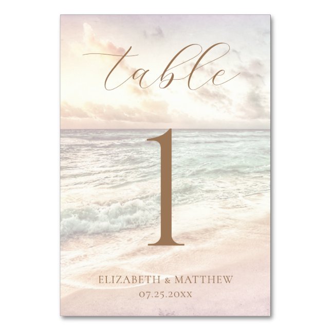 Sunset Beach Wedding Table Number (Front)