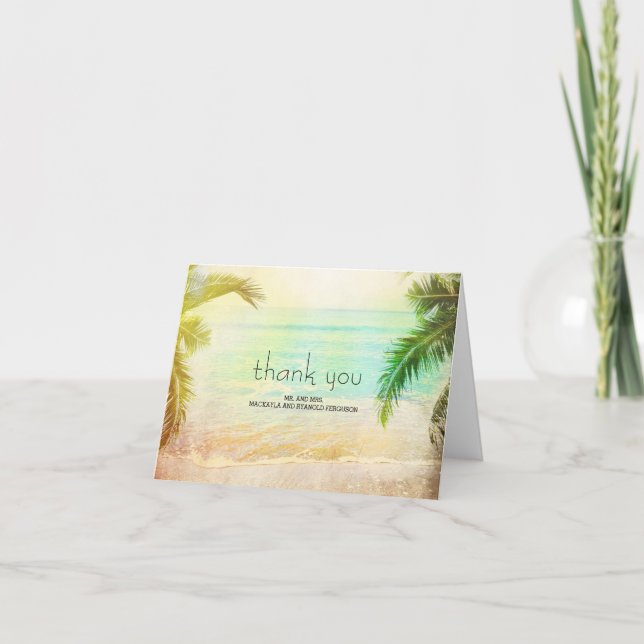 Sunset Beach Wedding Thank You Card (Front)