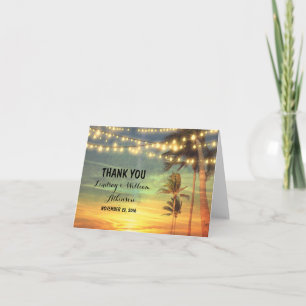 sunset beach wedding thank you cards