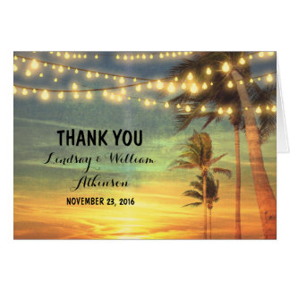 sunset beach wedding thank you cards
