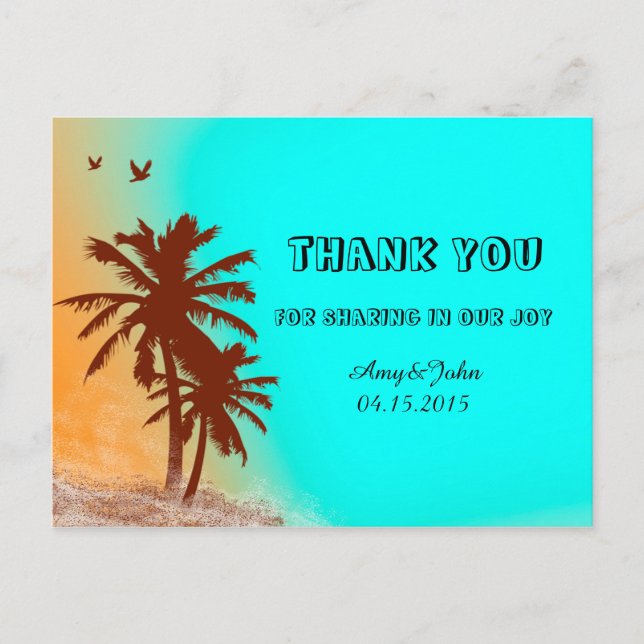 Sunset beach wedding thank you notes beach2 (Front)