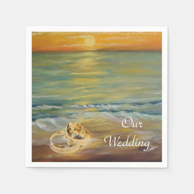 Sunset beach weddings napkins (Front)