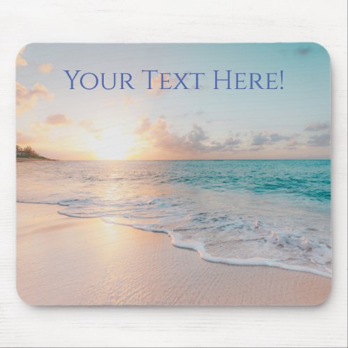 Sunset Beach With Gentle Waves Your MessageName Mouse Pad