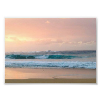 Sunset Beach with ocean Photo Print