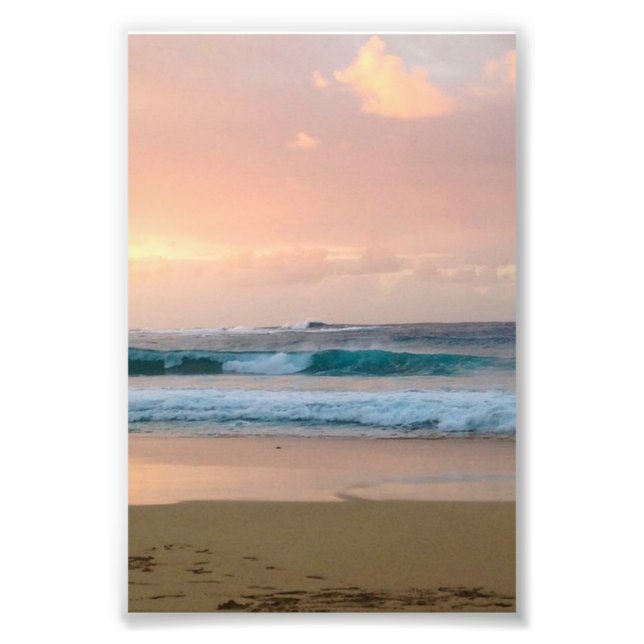 Sunset Beach with ocean Photo Print (Front)
