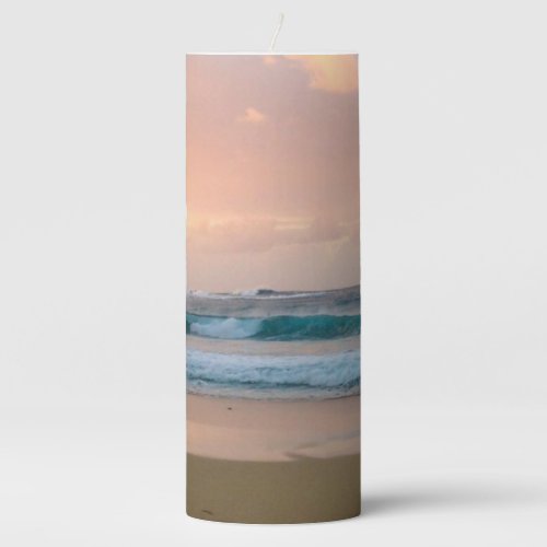 Sunset Beach with ocean Pillar Candle