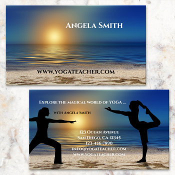 Sunset Beach Yoga Teacher Business Card by sunnysites at Zazzle