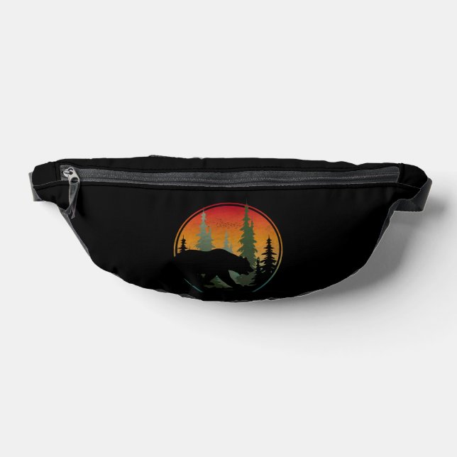 Sunset Bear Nature Forest Animal Fanny Pack (Lay Down)