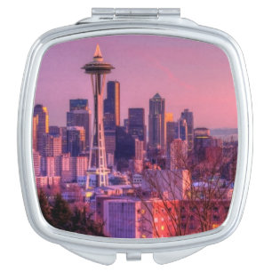 Sunset behind Seattle skyline from Kerry Park. Compact Mirror