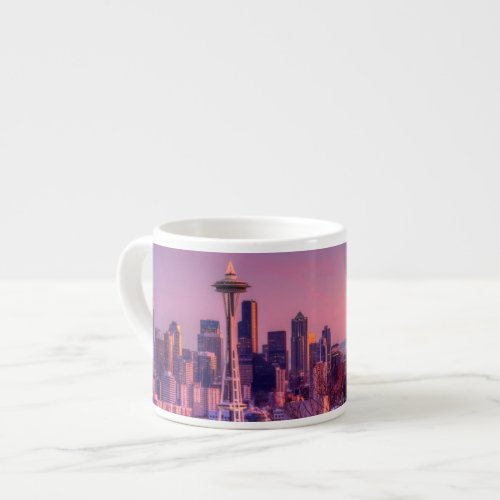 Sunset behind Seattle skyline from Kerry Park Espresso Cup