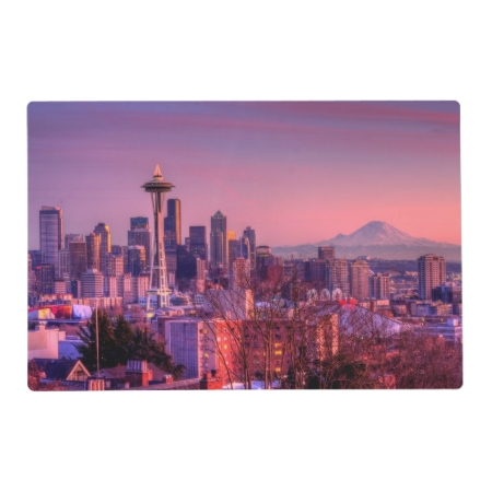 Sunset Behind Seattle Skyline From Kerry Park. Placemat
