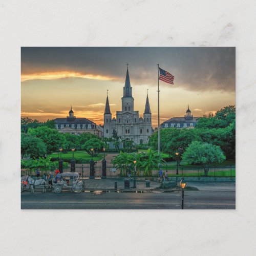 Sunset behind St Louis Cathedral postcard