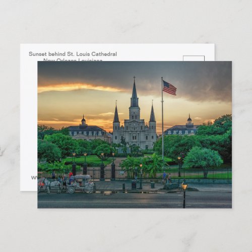 Sunset behind St Louis Cathedral postcard