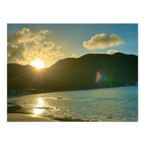 Sunset Behind the Mountains in St Martin Photo Print