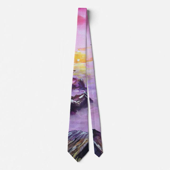 Sunset behind the rocks neck tie (Front)