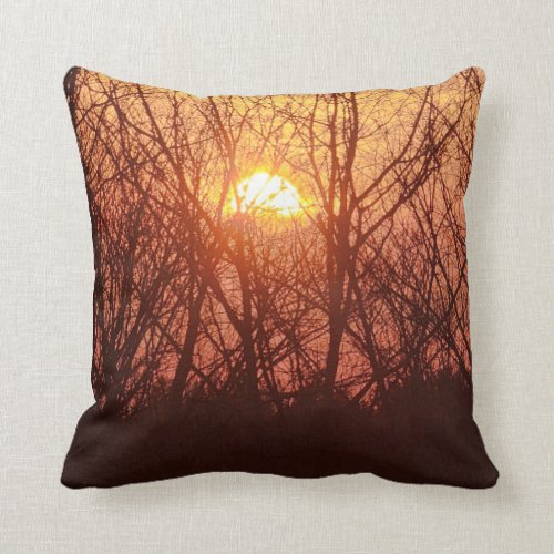 Sunset Behind the Trees Throw Pillow