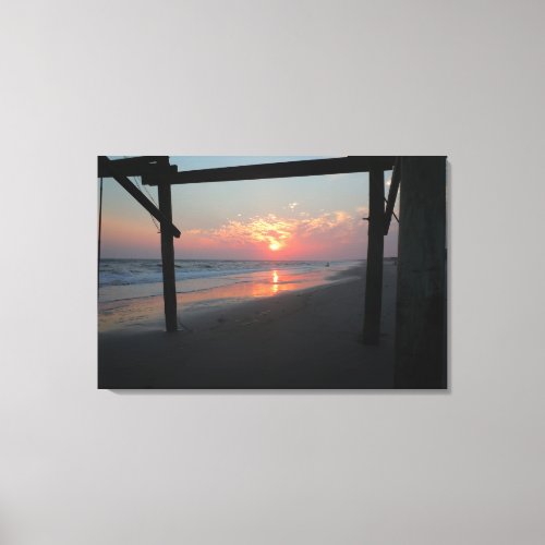 Sunset Beneath the Pier _ Oak Island NC Canvas Print