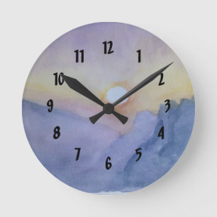  Sunset between mountains Acrylic Wall Clock
