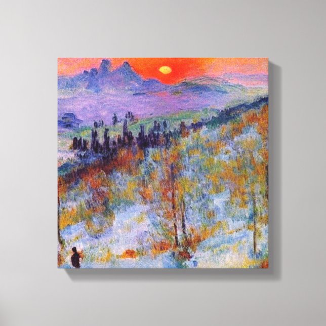 Sunset beyond snowy mountain canvas print (Front)