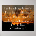 Sunset Bible Verse 2 Corinthians 5:21 Poster at Zazzle